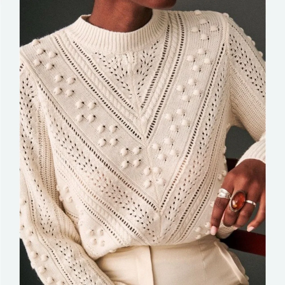 Sezane Pull Solal Cream Sweater - Picture 3 of 6